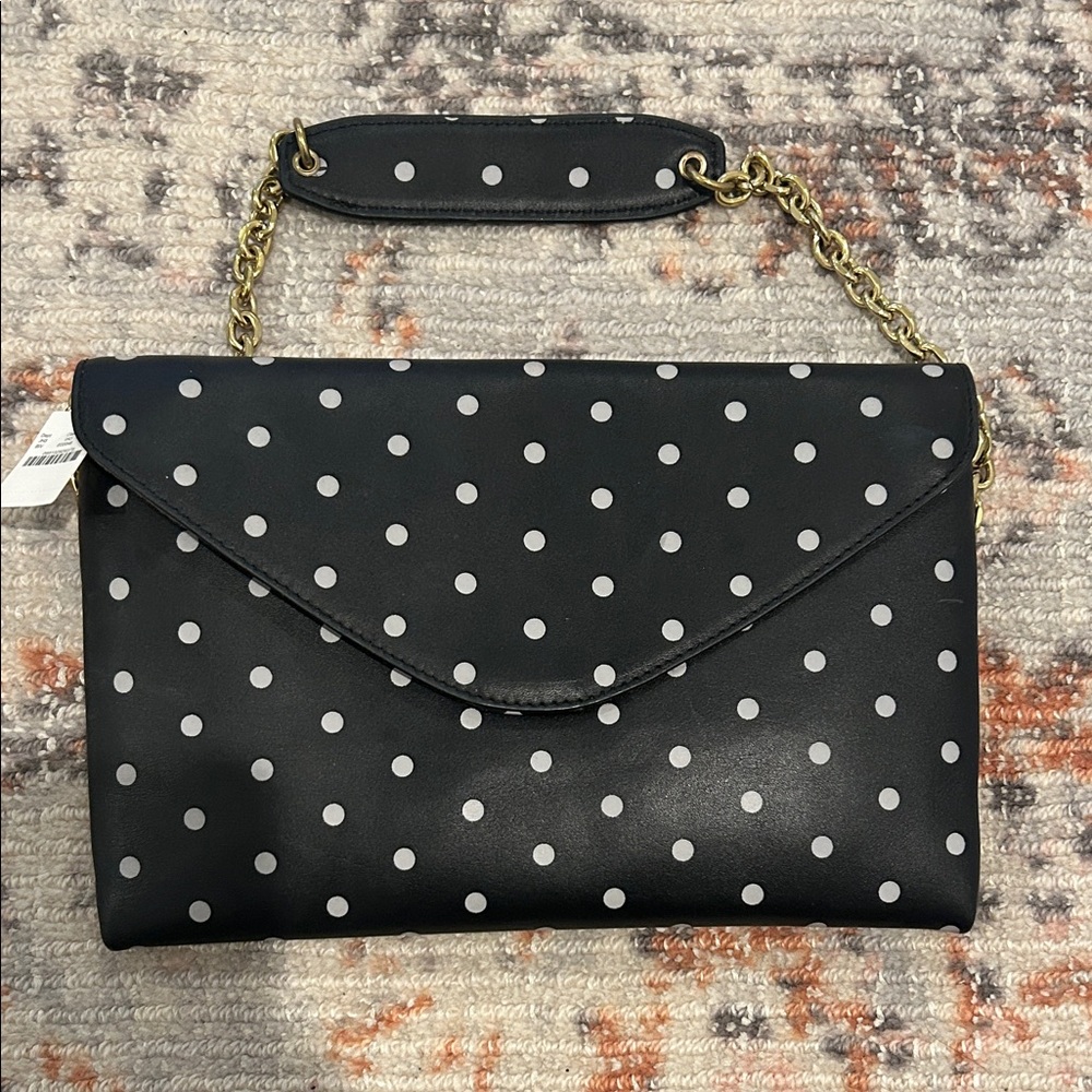 J. Crew Polka Dot Chain Strap Clutch - Navy and White